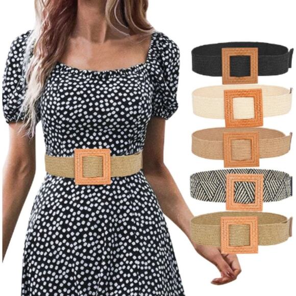 NEW - Elastic belt with nice acrylic square buckle --- - Picture 1 of 9